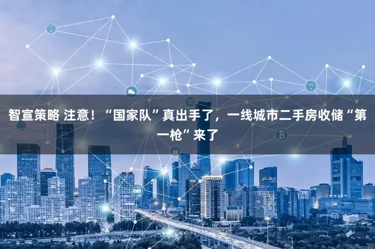 智宣策略 注意！“国家队”真出手了，一线城市二手房收储“第一枪”来了